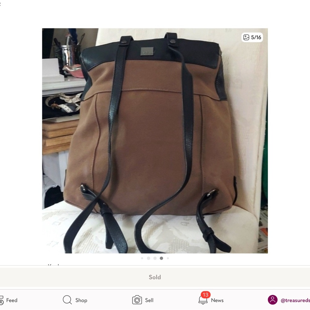 ✔️Kooba Leather & Canvas Backpack - Picture 10 of 16